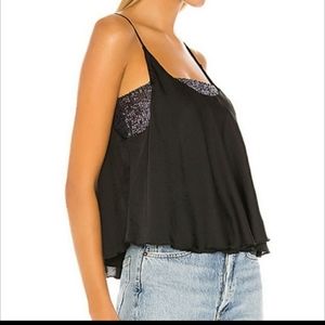 Free People Black Turn It On Camisole Tank in size Small.